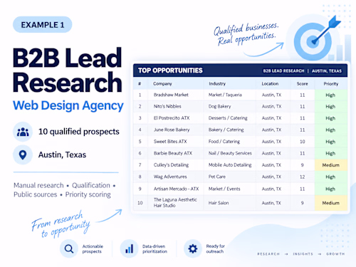 B2B Lead Research for a Web Design Agency
