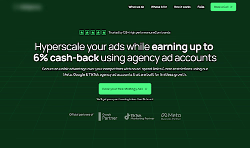 Ad Agency Account Service Landing Page