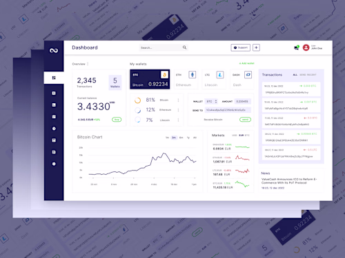CoinLink Cryptocurrency Dashboard UI