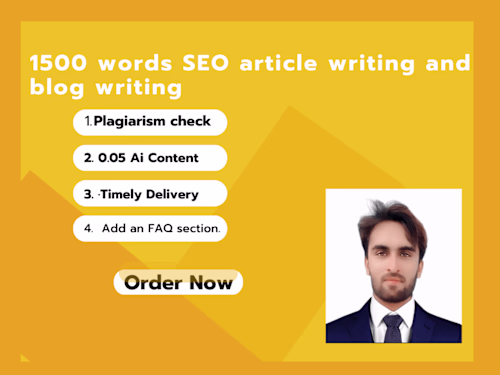 You will get write 1500 words SEO article writing blog writing 