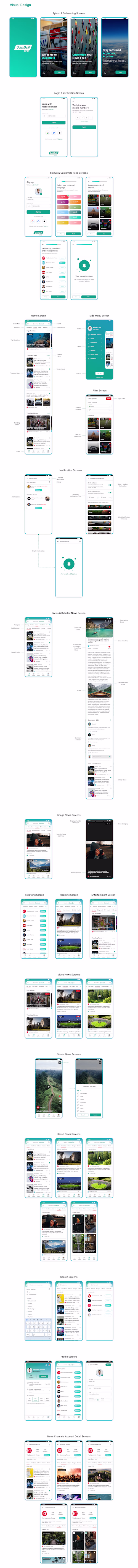 QuickQuill News App | Mobile App UI/UX Design