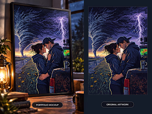 Romance Storm Vector Illustration | Cinematic Book Cover Art...