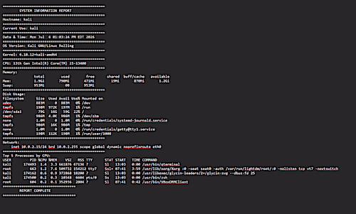 System Information Collector:
A Bash script