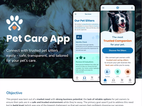 UI&UX Design for Pet Sitting App - Built from scratch