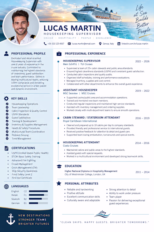 Cruise & Maritime CV — Professional Resume