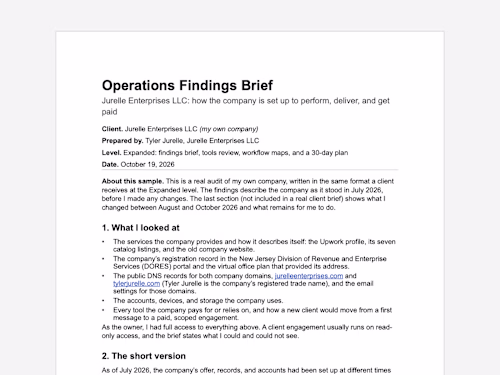 Operations Findings Brief: An Audit of My Own Company