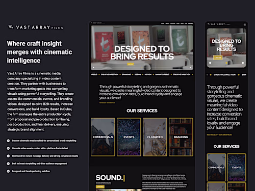 Vast Array Films | Webflow Build