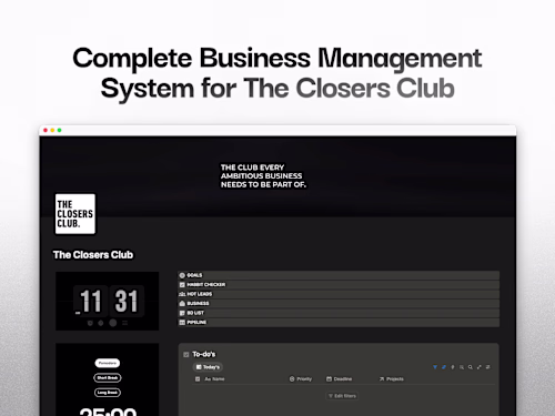 Notion Workspace Design for The Closers Club