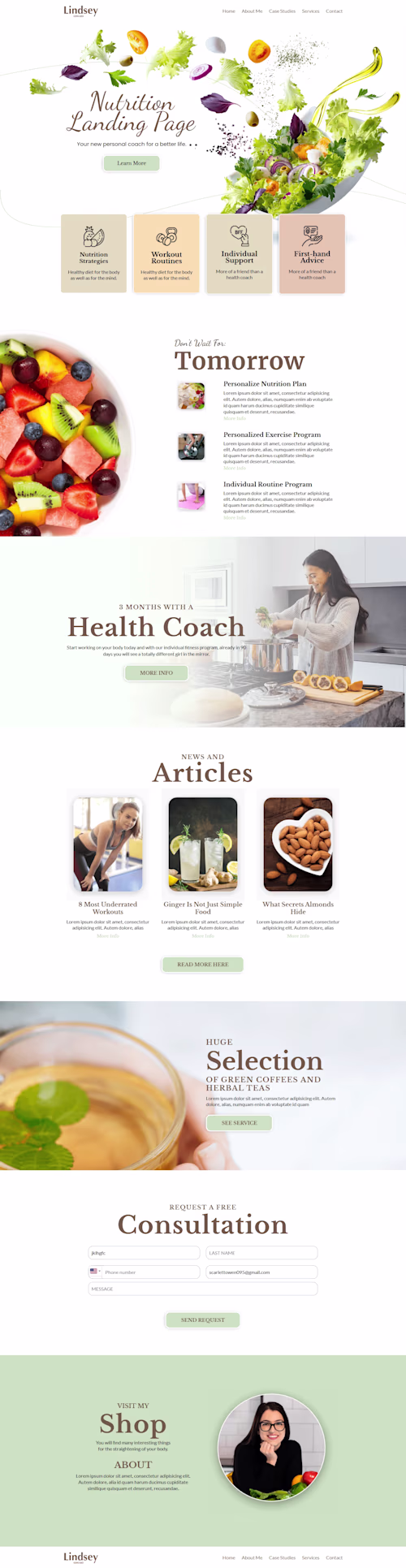 Nutrition Landing Page — Lindsey