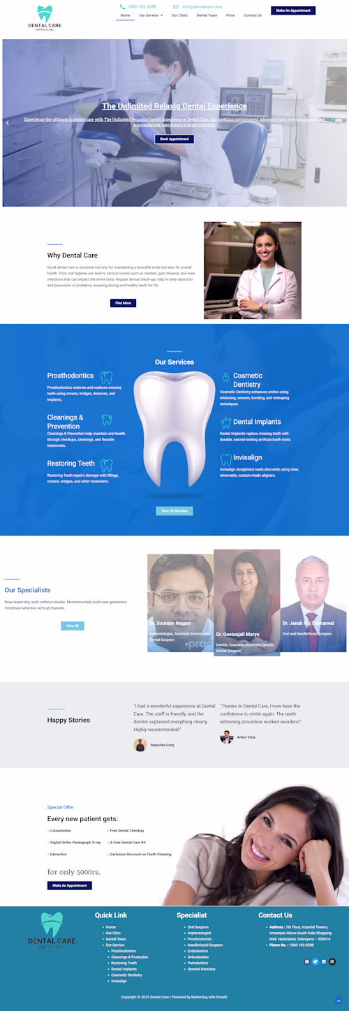 Dental Clinic Website Development –