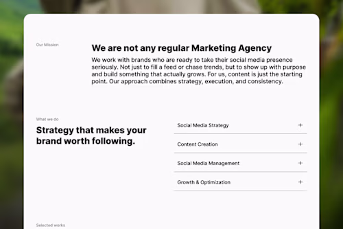 Agency About and Services Section