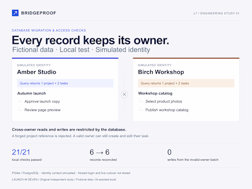 Bridgeproof — Database Migration & Access Checks