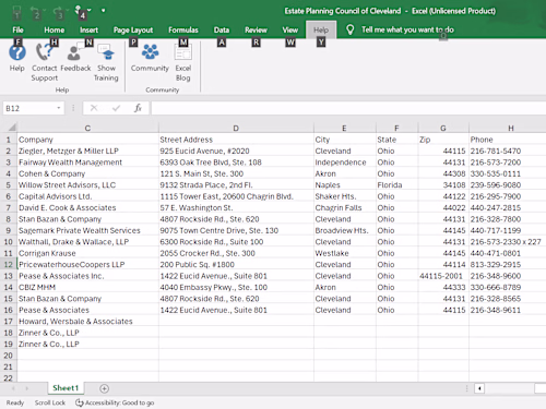 Document with a Large Data Set -> Excel Spreadsheet
