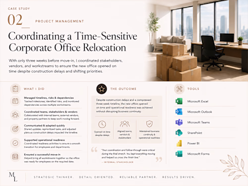 Coordinate a Time-Sensitive Corporate Office Relocation
