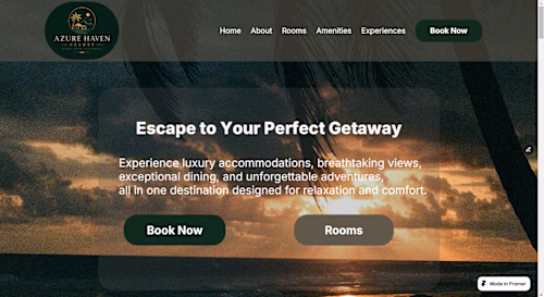 Framer hotel resort landing page