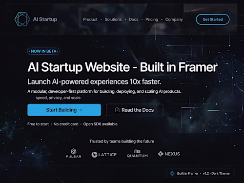 AI Startup Website - Built in Framer 