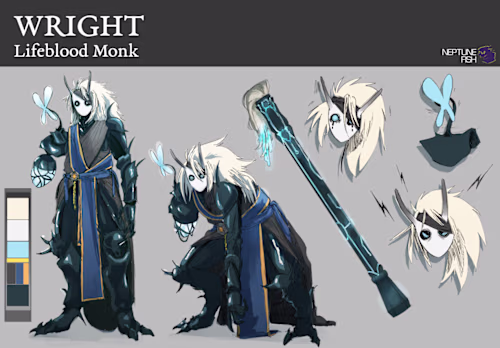 Wright Lifeblood Monk — Character Reference Sheet