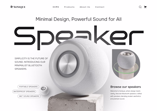 Sonique – Minimalist Bluetooth Speaker Web Design Concept So...