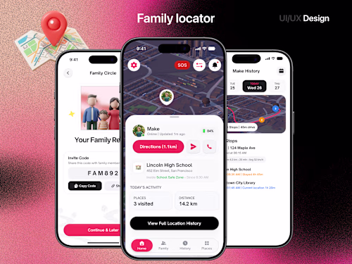 Family GPS Tracker & Safety App - iOS UI/UX Design