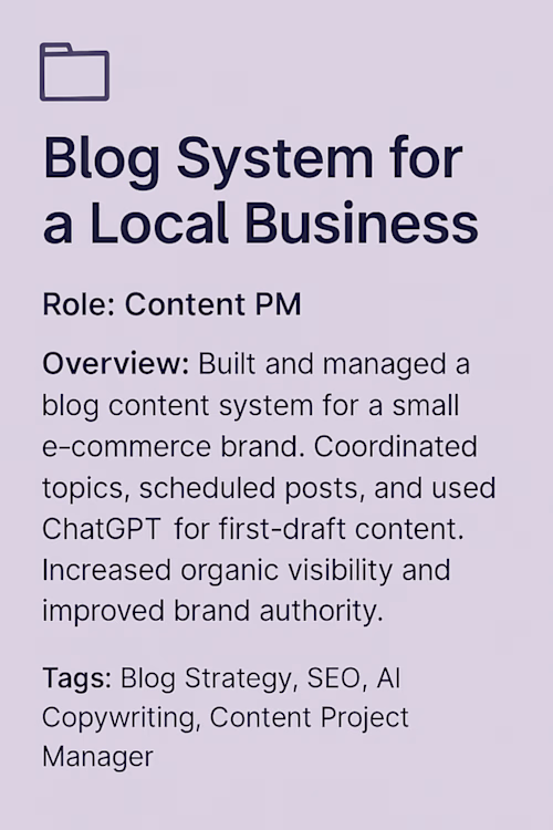 Blog System for Local E-Commerce Brand