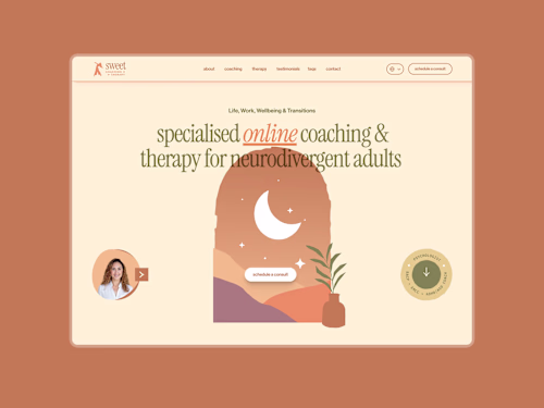Calm Therapy Landing Page for Sweet Coaching Therapy
