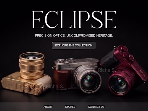 A landing page concept study for a fictional luxury camera b...
