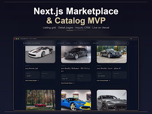 Next.js Marketplace & Catalog MVP