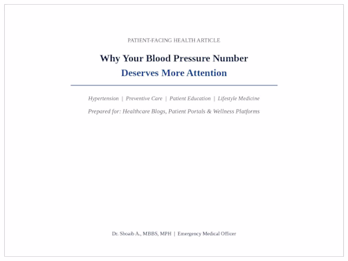 Blood Pressure Awareness A Patient-Facing Guide On Hypertens...