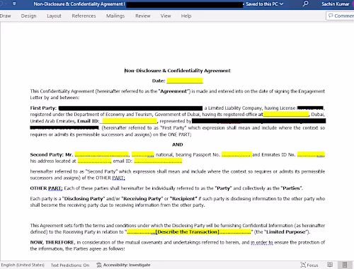Non-Disclosure Agreement (NDA)