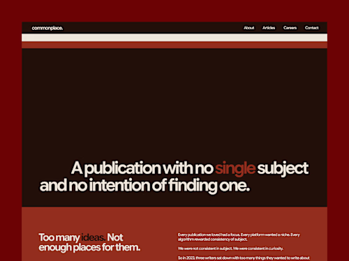 Commonplace Editorial Website Design