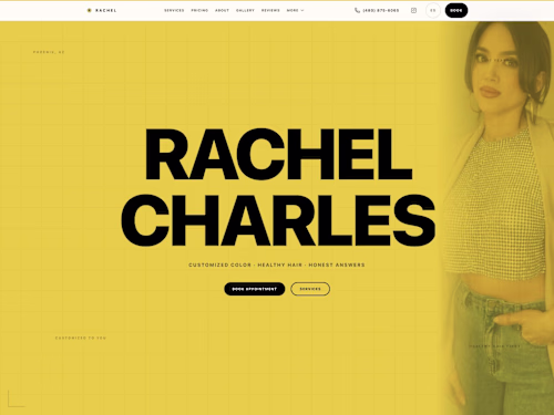 Hair by Rachel Charles — a salon website built around booking