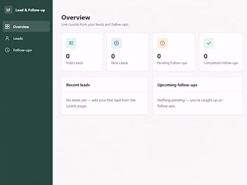 A web dashboard for managing leads, tracking follow -ups, an...