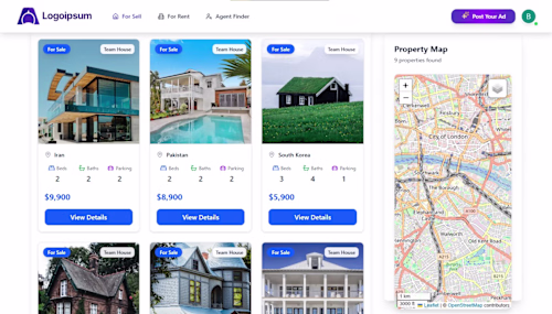 Engineered full-stack property marketplace with