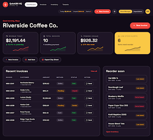 QuickBill HQ — Multi-Tenant POS