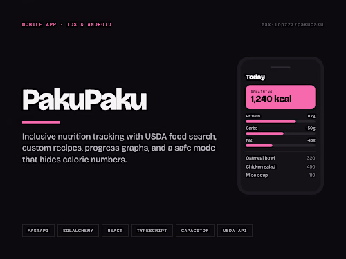 A full-stack nutrition and calorie