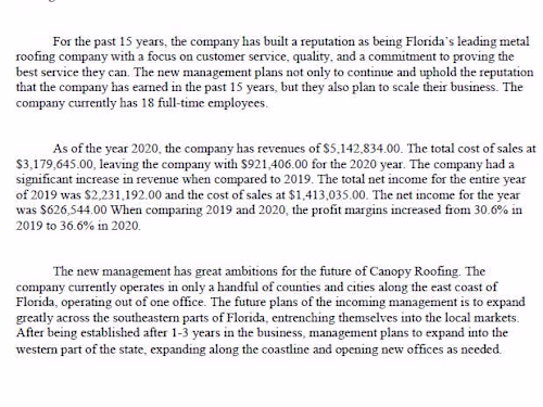 SBA-Approved Business Plan for Roofing Company Aquisition 