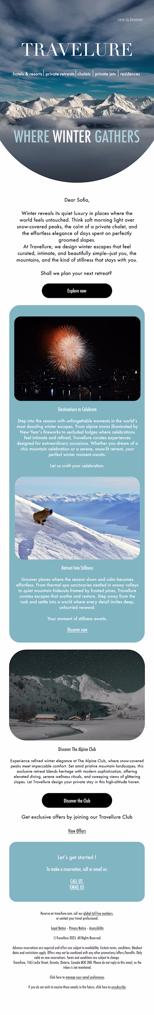 Luxury Travel Newsletter - Winter Campaign
