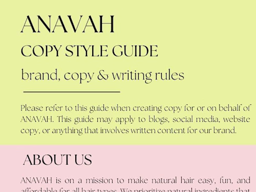 Copy Style Guide Overview | Anavah