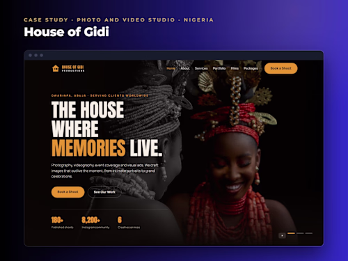 House of Gidi: website for a photo and video studio