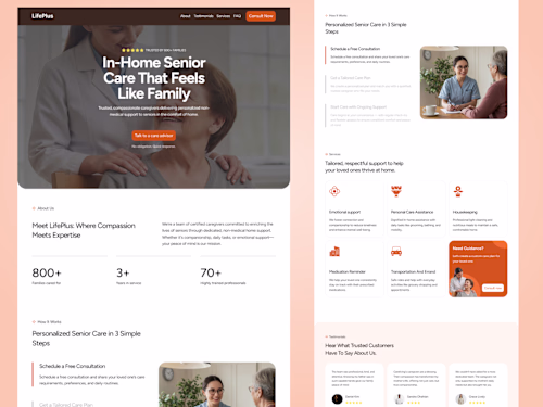LifePlus Compassionate In-Home Senior Care Website