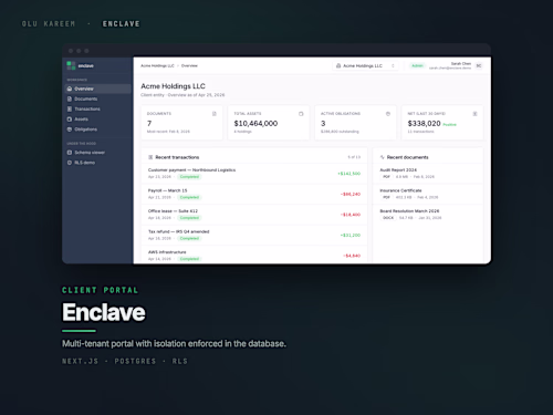 Enclave: a client portal with database-level tenant isolation
