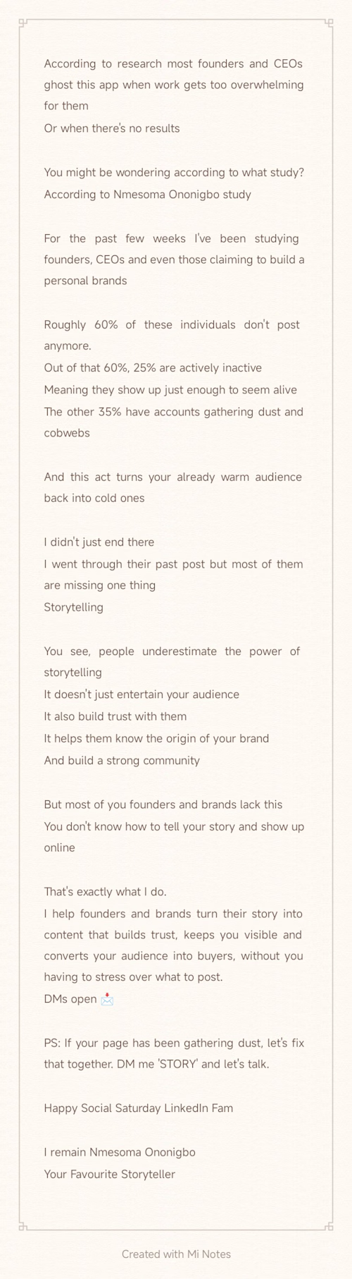 The storytelling gap 
An original
