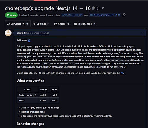 Next.js 14 → 16 upgrade