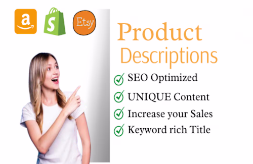 Shopify, Etsy product and listing descriptions with incredible 