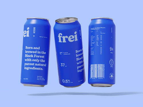 Single product branding for frei beer.