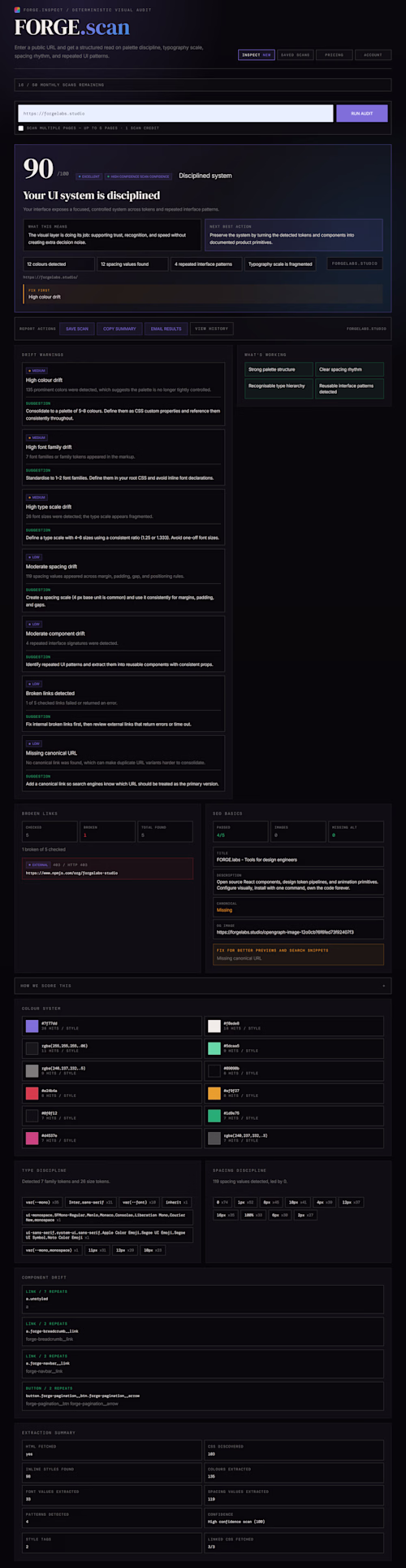 FORGE Inspect: UI Consistency & Design Audit Tool