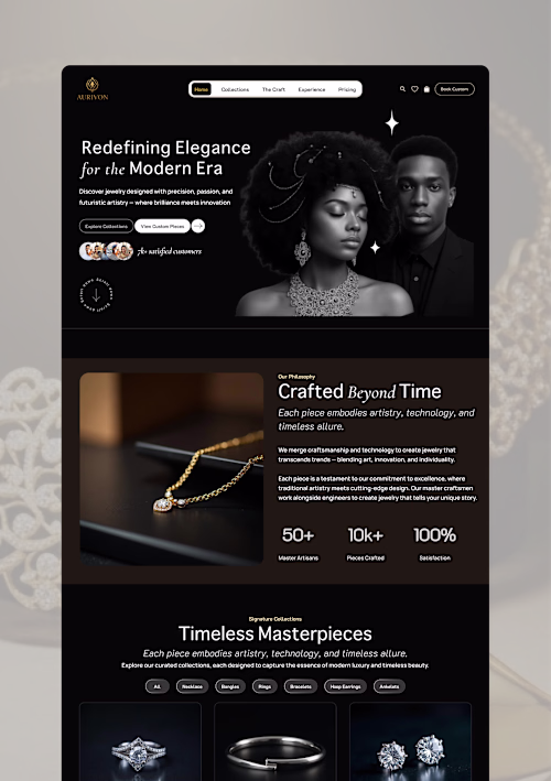 AURIVON; LUXURY JEWELRY WEBITE DESIGN AND DEVELOPMENT
