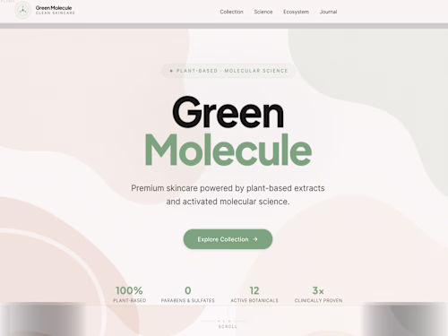 Green Molecule - Brand Identity & Skincare Website Concept