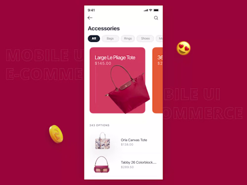 Parallax swipe transition for an E-Commerce Mobile app UI