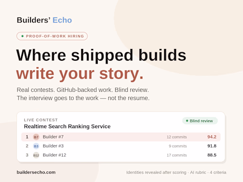 Builders' Echo — Proof-of-Work Hiring Marketplace